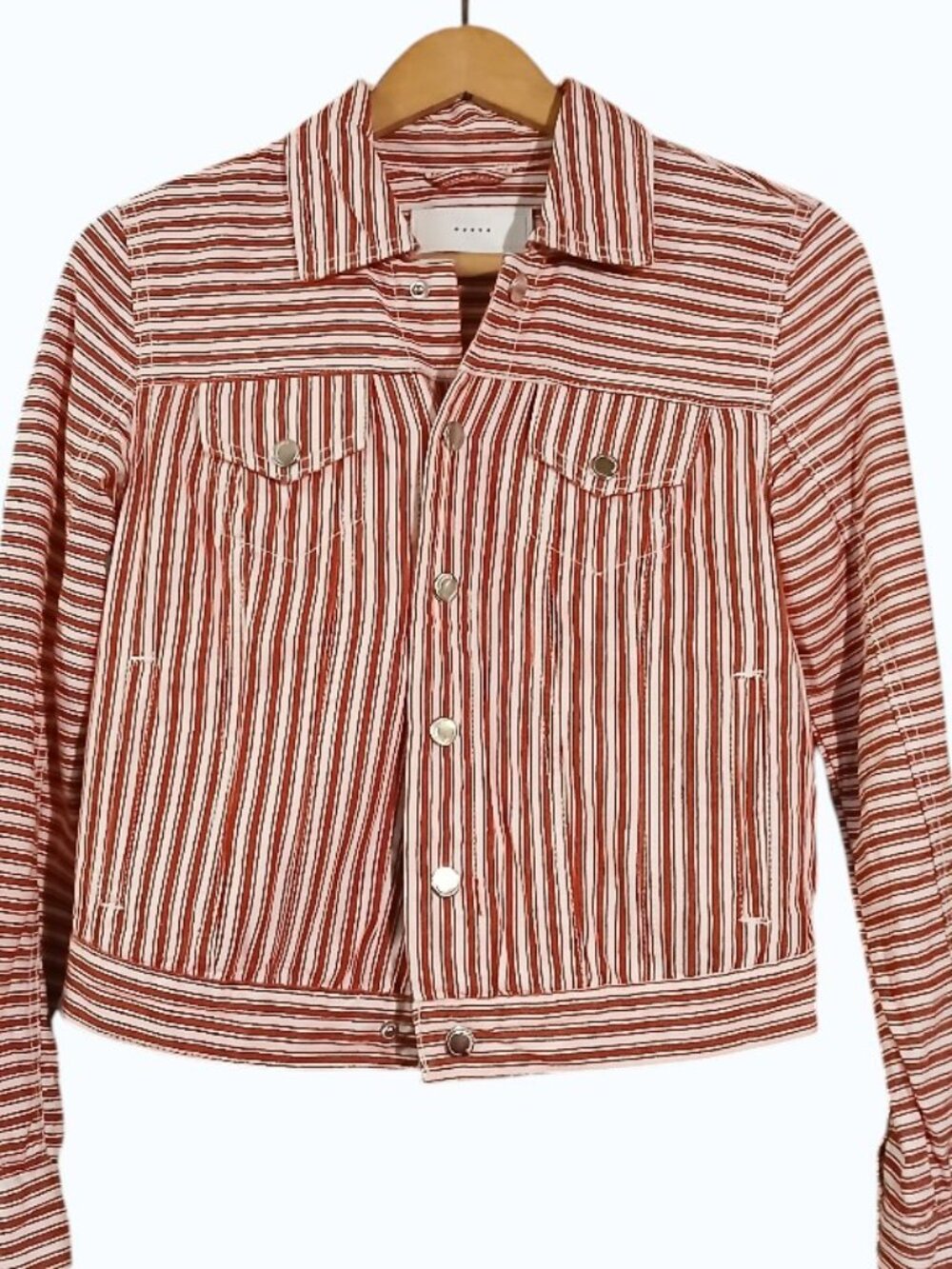 BLANKNYC Red & White Stripe Cotton Crop Jacket - EUC - Picture 2 of 16